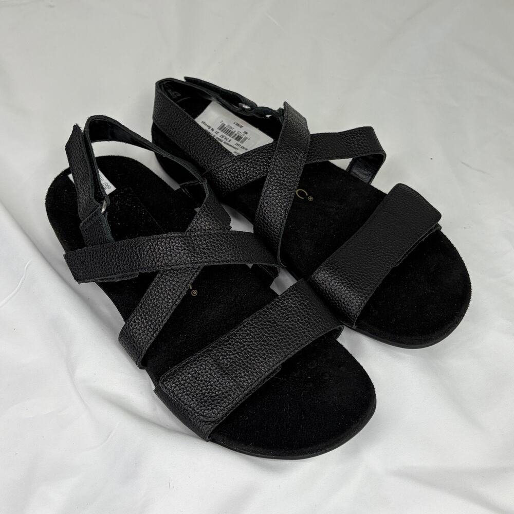 Vionic Leather Raya Black Comfort Sandals Size Us 7, Leather, Casual, Summer